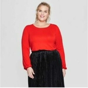 Women's Ava & Viv Plus Size Long Sleeve Knit Top Red top, Size X top, NEW, 1020